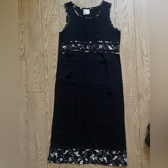 Vintage Dressing Clio maxi dress black with white print - tie in back - size M/L - Picture 6 of 12